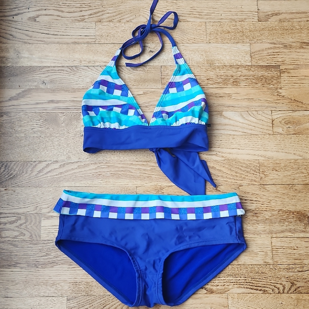 (M) La Vie En Rose Aqua Bikini Beach Vacation Swim Summer Boat Flirty Romantic